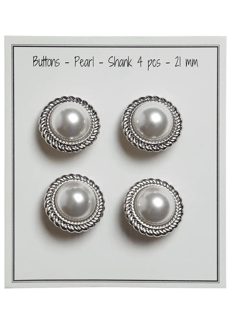 Go Handmade Pearl Knöpfe 21 mm 4 Stück Silber