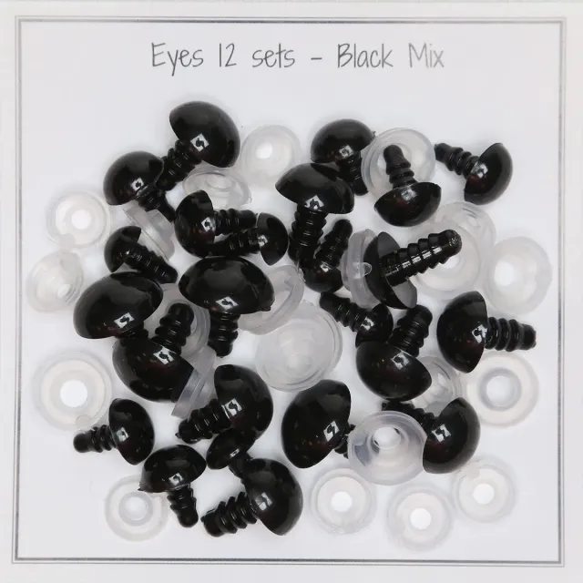 Go Handmade Sorte Øjne Sicherheitsaugen Mix 12er schwarz