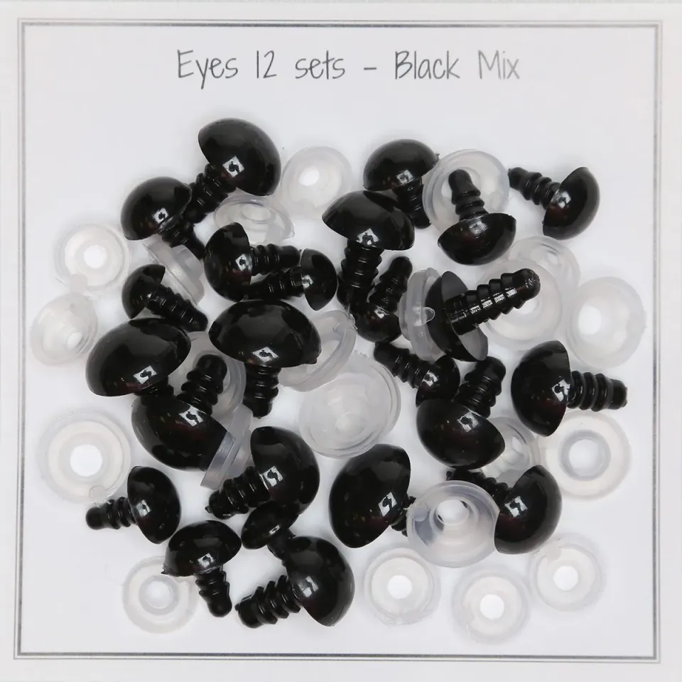 Go Handmade Sorte Øjne Sicherheitsaugen Mix 12er schwarz