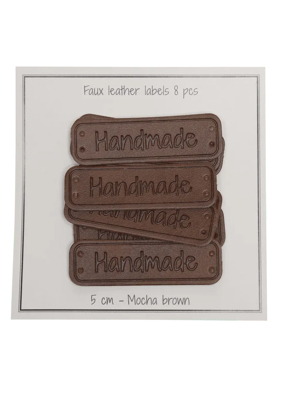 Go Handmade Kunstlederlabel handmade mocca 5x1,5cm 8 Stück