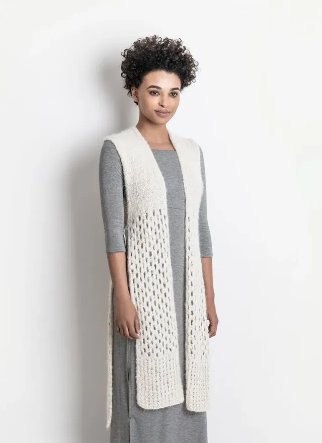 Blue Sky Fibers Classic Series Vestido Wrap Strickanleitung Brushed Suri