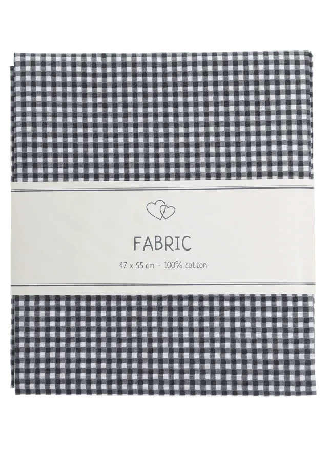 Go Handmade Cotton Baumwollstoff Schwarz kariert 47x55 cm