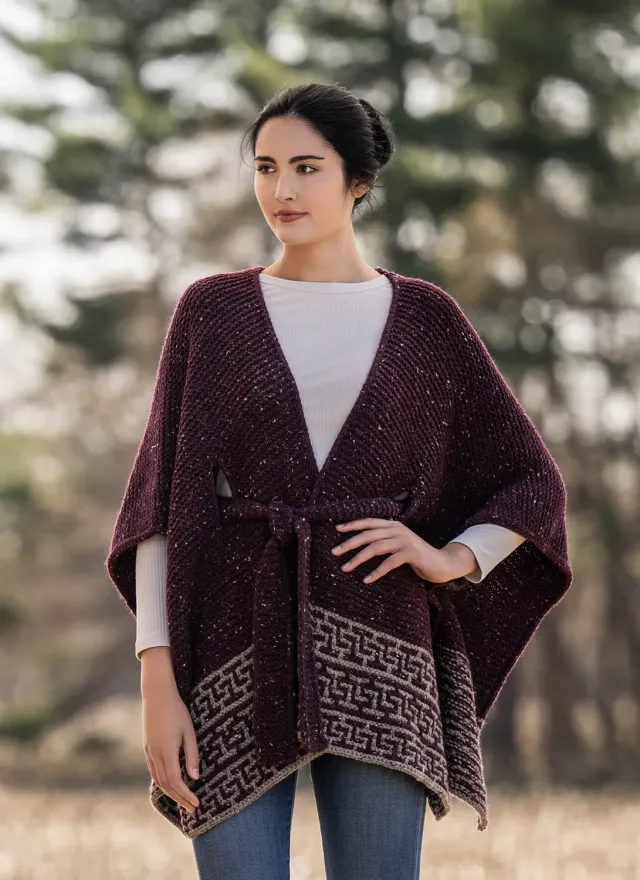 Blue Sky Fibers Classic Bellingham Ruana Strickanleitung Mosaik