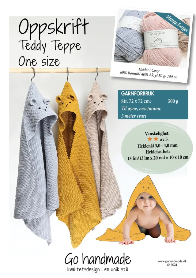 Go Handmade Teddy Decke Häkelanleitung 72x72 Cosy