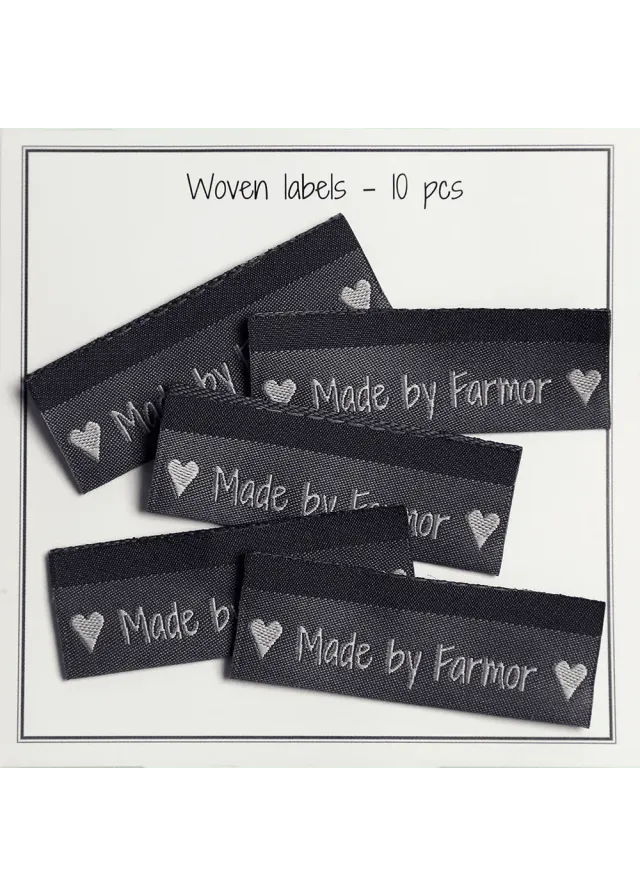 Go Handmade Woven Labels Webetikett Made by Farmor 10 Stk grau
