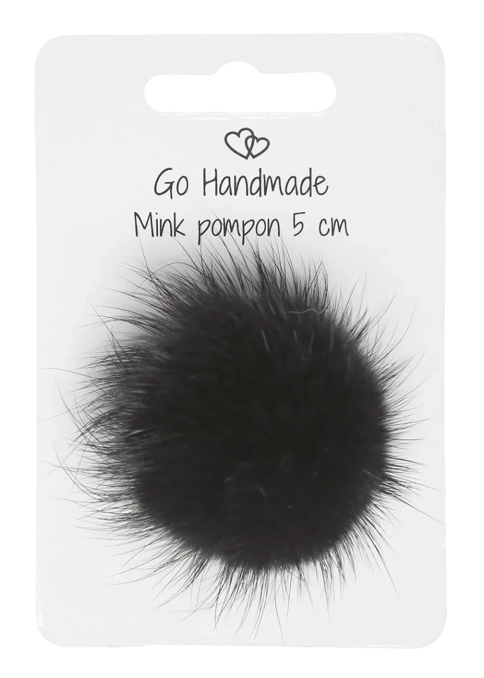Go Handmade Mink Pompon Bommel Schwarz 5cm mit Gummi