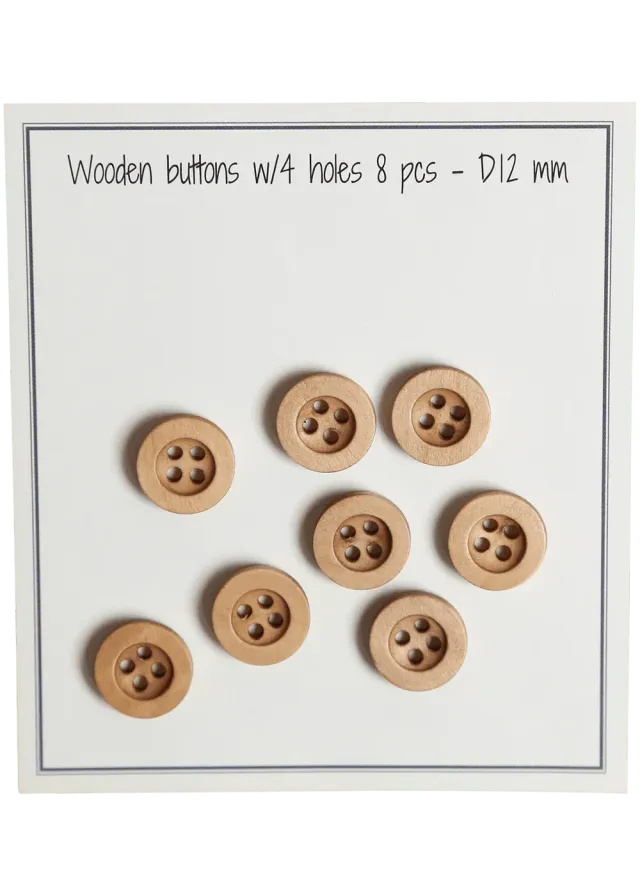 Go Handmade Round Groove Holzperlen 12mm Natur 8 Stück