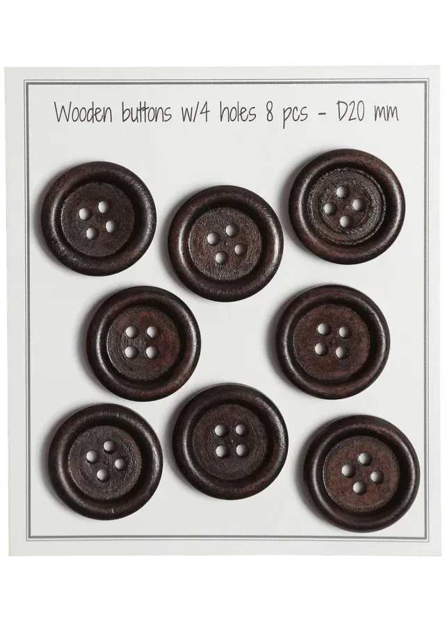 Go Handmade Round Groove Holzperlen Braun 20mm 8 Stk