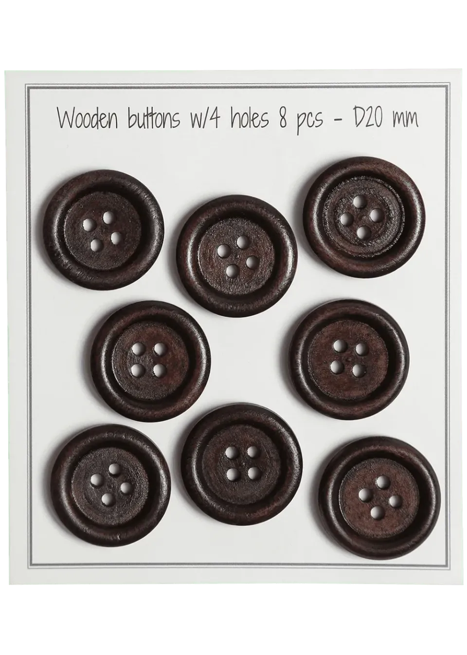 Go Handmade Round Groove Holzknöpfe 20mm Braun 8Stk