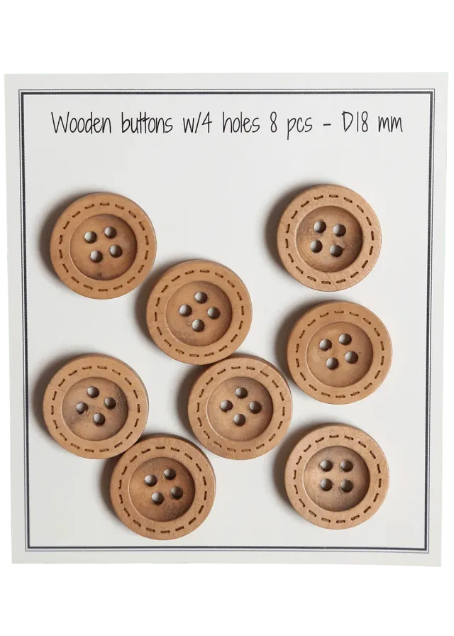Go Handmade Holzknopf D18 mm natur 8 Stk Stitches