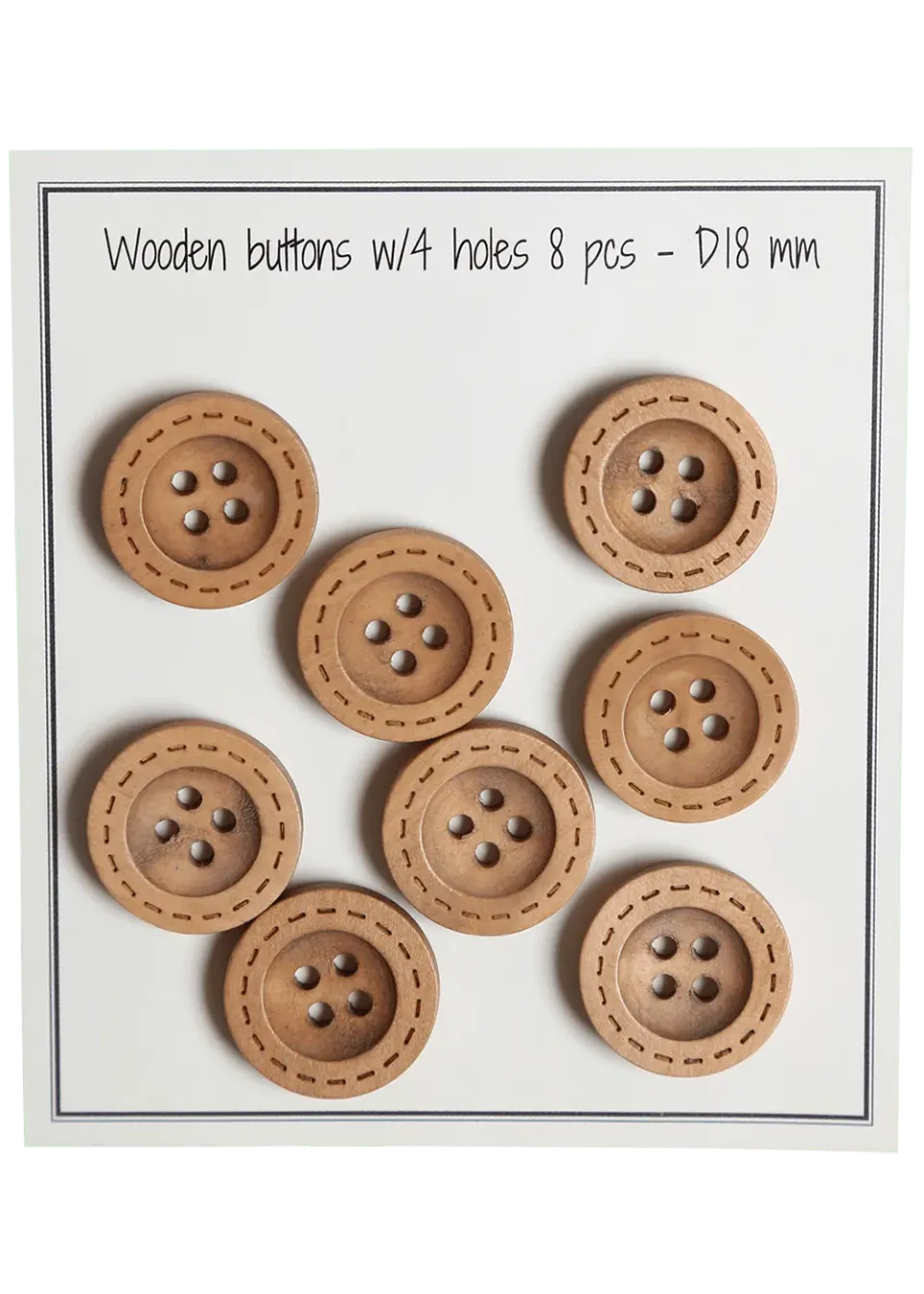 Go Handmade Holzknopf D18 mm natur 8 Stk Stitches