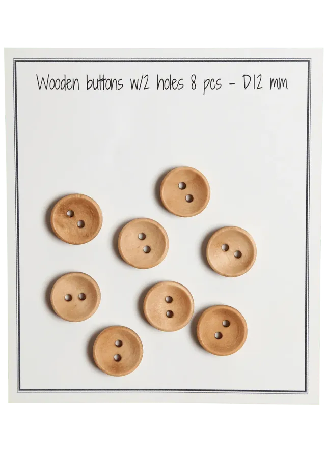 Go Handmade Deep Holzknöpfe 12mm natur 8 Stück