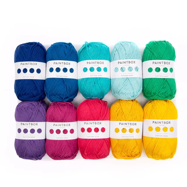 Paintbox Yarns Cotton Aran Garn 10x50g Farbset 850m